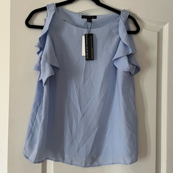 NWT banana republic sky blue top. Sleeveless with ruffles. - Picture 1 of 2